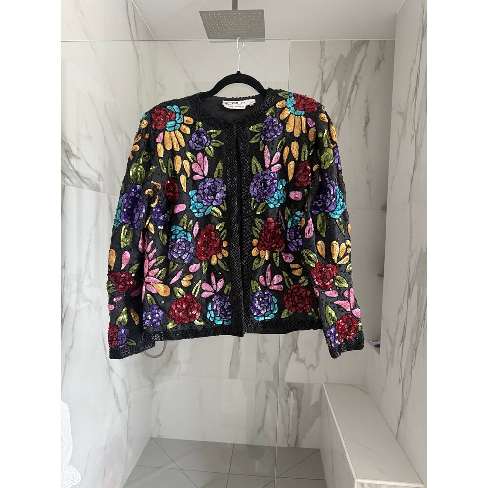 Vintage Beaded and Sequins Silk Jacket size Medium